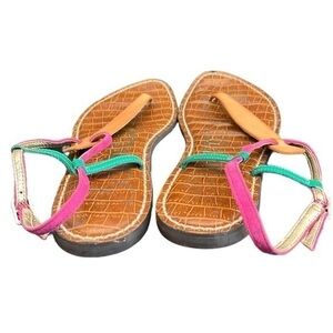 Sam Edelman Pink Green & Orange Leather
Tong/ Strappy Sandals Womens Size 10